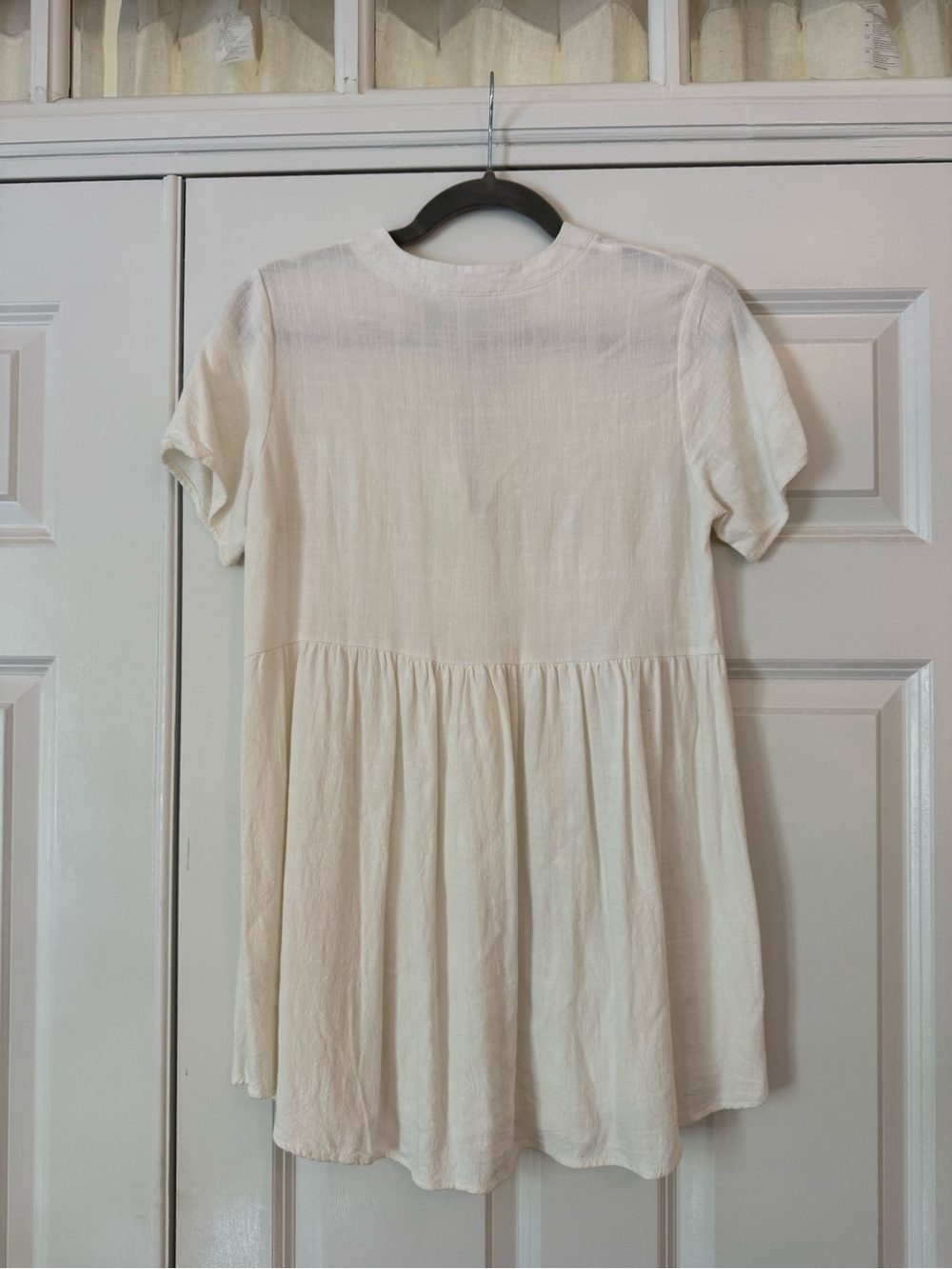 Cream Short-Sleeve Button-Front Tunic - Picture 3 of 4